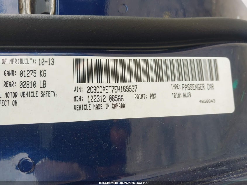 2014 Chrysler 300c VIN 2C3CCAET7EH169937 IAAI salvage auction — RIGHT SIDE, Salvage (Georgia), sold $950 on 2026-07-08 (photo 9)