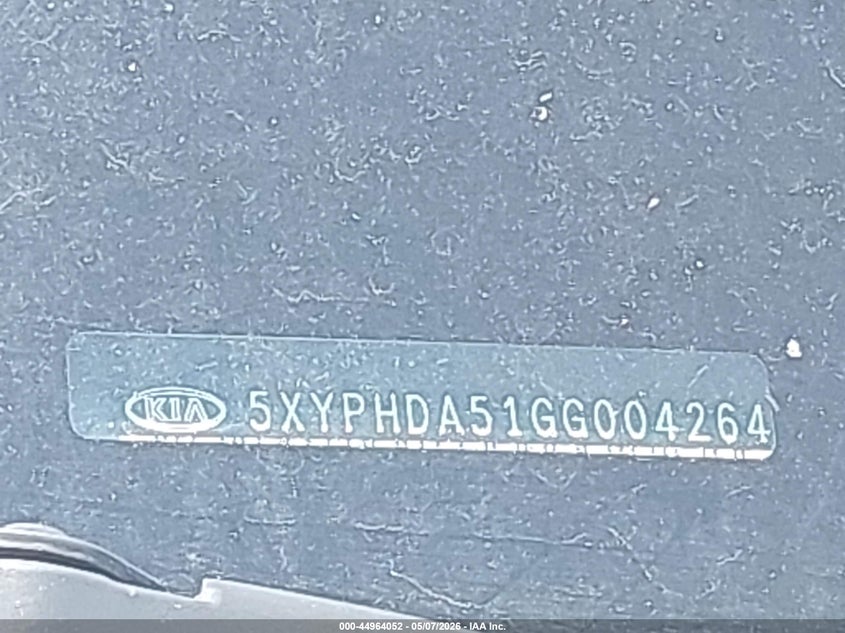 2016 Kia Sorento VIN 5XYPHDA51GG004264 IAAI salvage auction — FRONT END, Salvage (Mississippi), sold $3,150 on 2026-07-09 (photo 9)