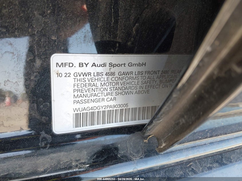 2023 Audi Rs3 VIN WUAG4DGY2PA903005 IAAI salvage auction — FRONT END, Salvage (California), sold $29,500 on 2026-07-06 (photo 9)