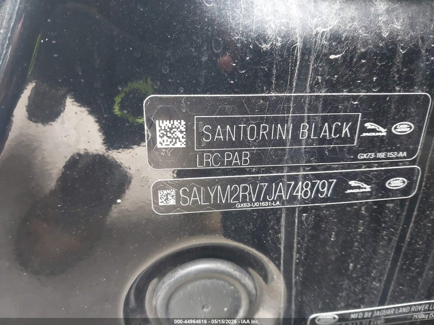 2018 Land rover Range rover velar VIN SALYM2RV7JA748797 IAAI salvage auction — ELECTRICAL, Salvage (Massachusetts), sold $9,100 on 2026-07-21 (photo 9)