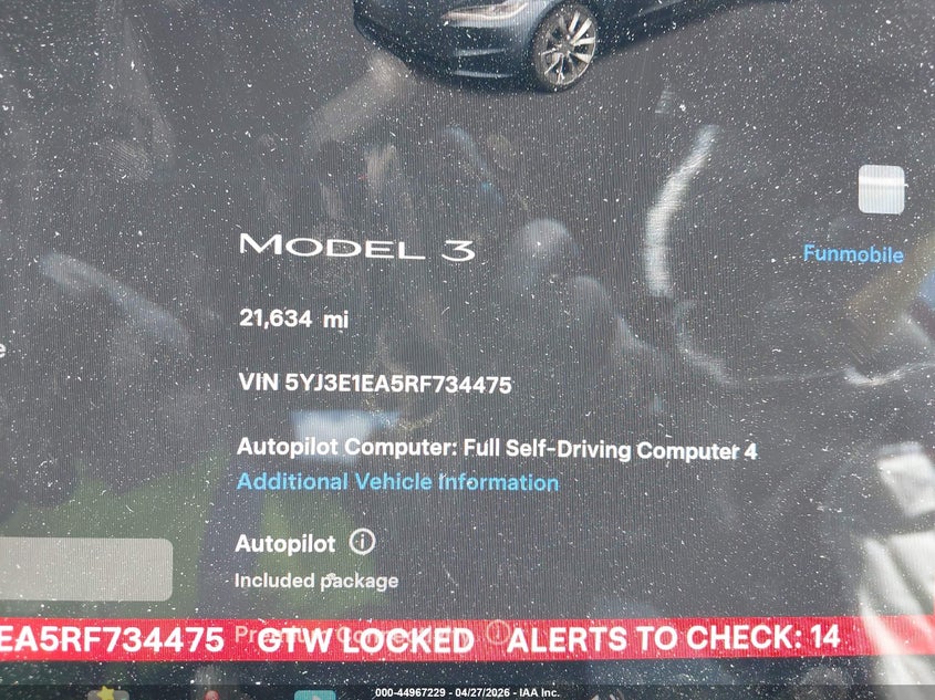 2024 Tesla Model 3 VIN 5YJ3E1EA5RF734475 IAAI salvage auction — REAR END, Salvage (California), sold $11,800 on 2026-08-29 (photo 7)