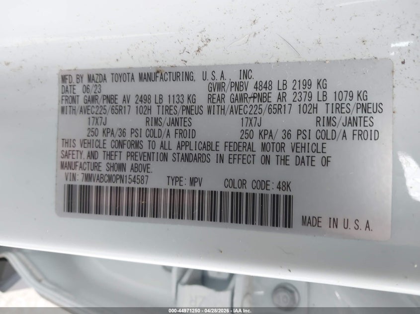 2023 Mazda Cx-50 VIN 7MMVABCM0PN154587 IAAI salvage auction — ROLLOVER, Salvage (Oregon), sold $1,950 on 2026-08-03 (photo 9)