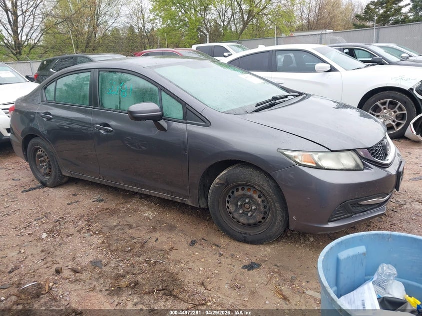 2015 Honda Civic VIN 2HGFB2F53FH505782 IAAI salvage auction — WATER/FLOOD, Junk Bill Of Sale Mv2459 (Wisconsin), sold $350 on 2026-07-17 (photo 1)