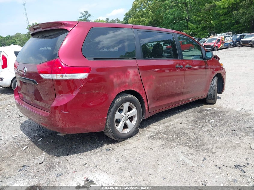 2011 Toyota Sienna VIN 5TDZK3DC6BS147673 IAAI salvage auction — FRONT END, Salvage (Alabama), sold $1,450 on 2026-07-22 (photo 4)