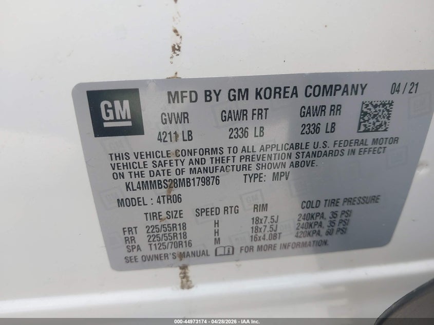 2021 Buick Encore gx VIN KL4MMBS28MB179876 IAAI salvage auction — FRONT END, Original (Texas), sold $4,300 on 2026-07-13 (photo 9)