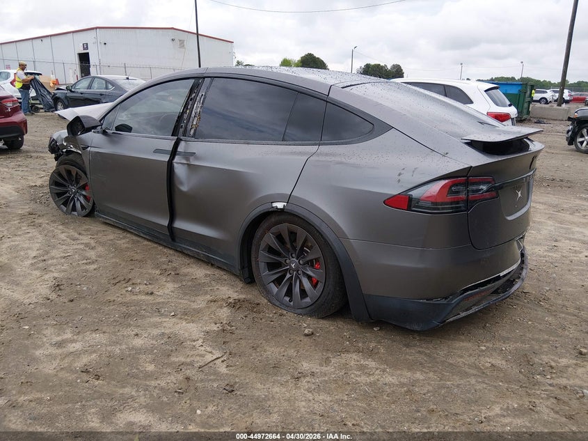 2018 Tesla Model x VIN 5YJXCBE49JF097960 IAAI salvage auction — FRONT & REAR, Salvage (Idaho), sold $3,750 on 2026-07-11 (photo 3)