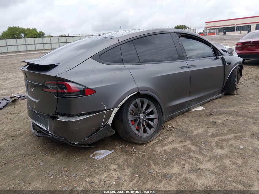 2018 Tesla Model x VIN 5YJXCBE49JF097960 IAAI salvage auction — FRONT & REAR, Salvage (Idaho), sold $3,750 on 2026-07-11 (photo 4)