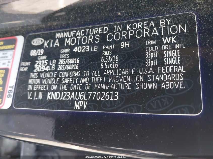 2020 Kia Soul VIN KNDJ23AU6L7702613 IAAI salvage auction — FRONT END, Salvage Title, sold $2,250 on 2026-08-02 (photo 9)
