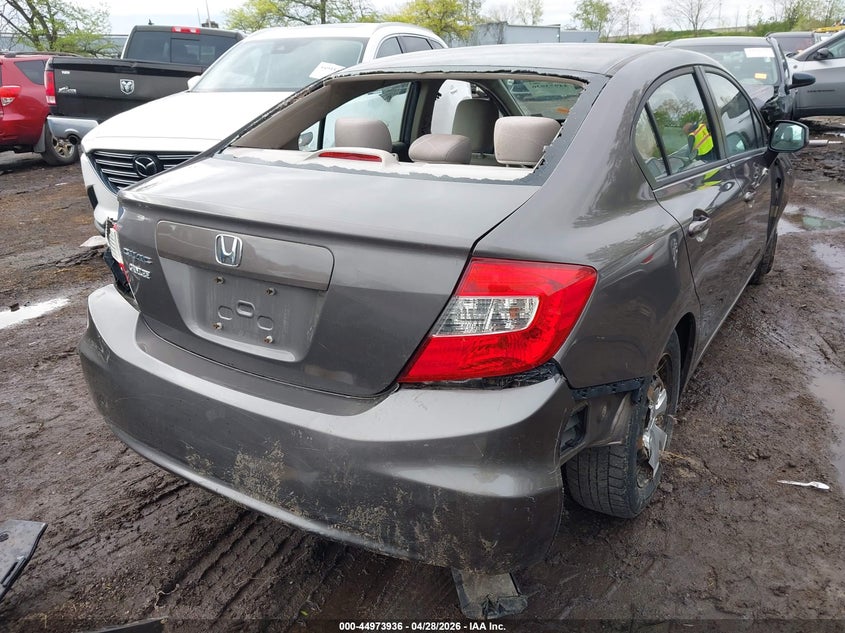 2012 Honda Civic VIN 19XFB2F52CE070243 IAAI salvage auction — FRONT & REAR, Salvage (Pennsylvania), sold $400 on 2026-07-31 (photo 4)