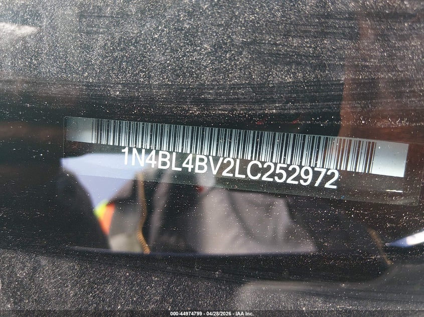 2020 Nissan Altima VIN 1N4BL4BV2LC252972 IAAI salvage auction — RIGHT SIDE, Wait Title, sold $2,750 on 2026-07-19 (photo 9)