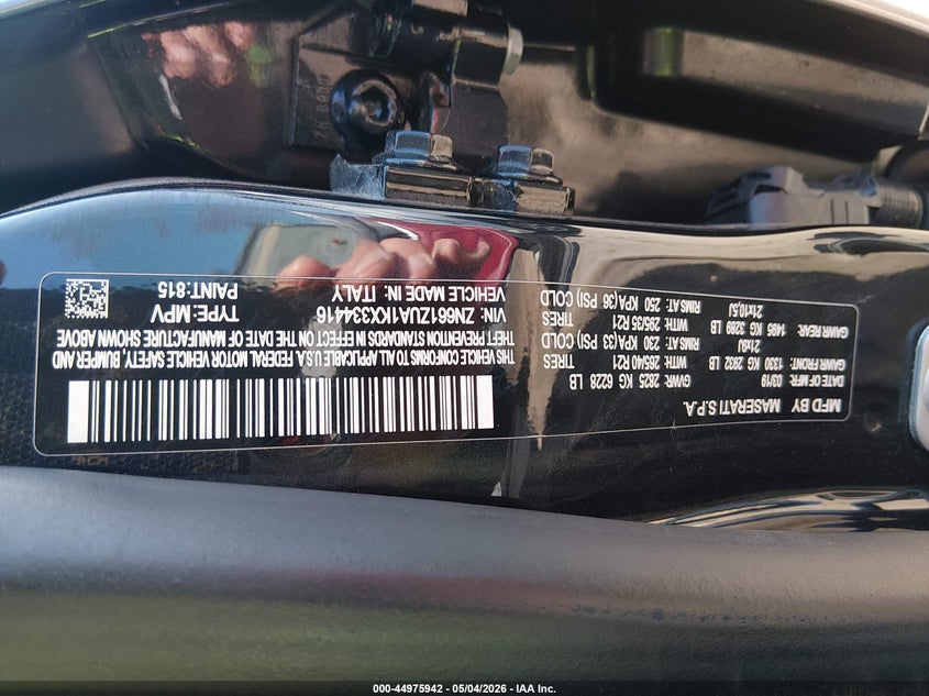 2019 Maserati Levante VIN ZN661ZUA1KX334416 IAAI salvage auction — ALL OVER, Salvage (New Hampshire), sold $10,000 on 2026-07-17 (photo 9)