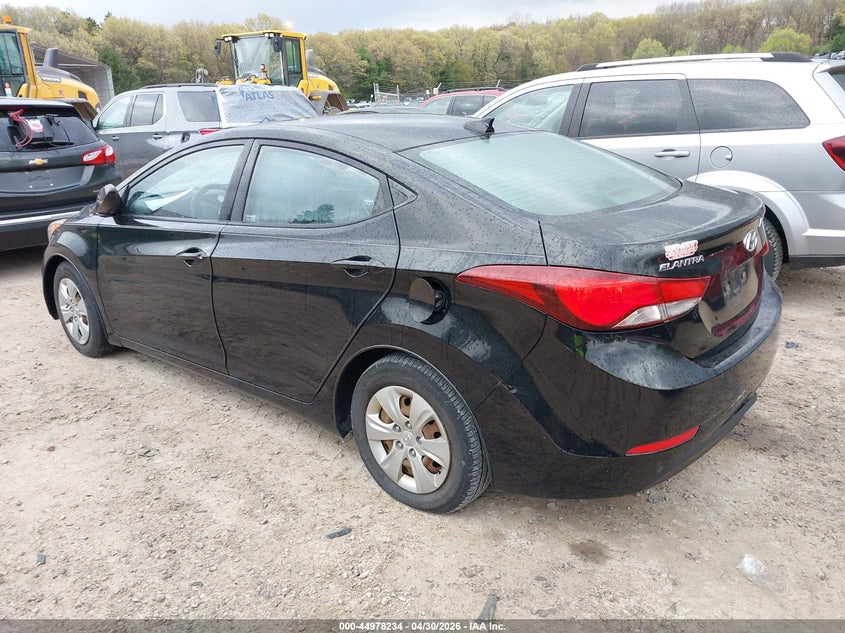 2016 Hyundai Elantra VIN KMHDH4AE7GU647070 IAAI salvage auction — WATER/FLOOD, Salvage Title, sold $525 on 2026-07-08 (photo 3)