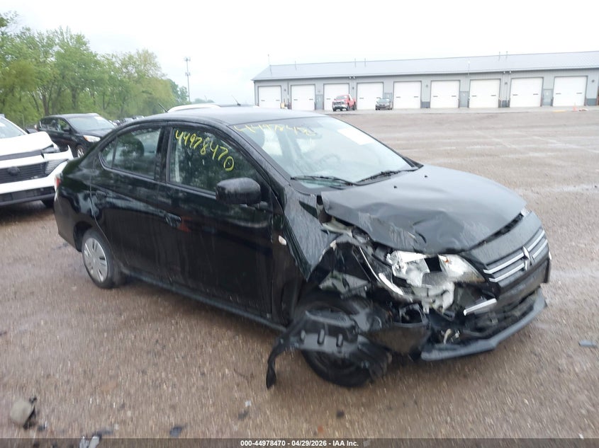 2023 Mitsubishi Mirage VIN ML32FUFJ5PHF01224 IAAI salvage auction — FRONT END, Salvage (Indiana), sold $2,150 on 2026-07-29 (photo 1)