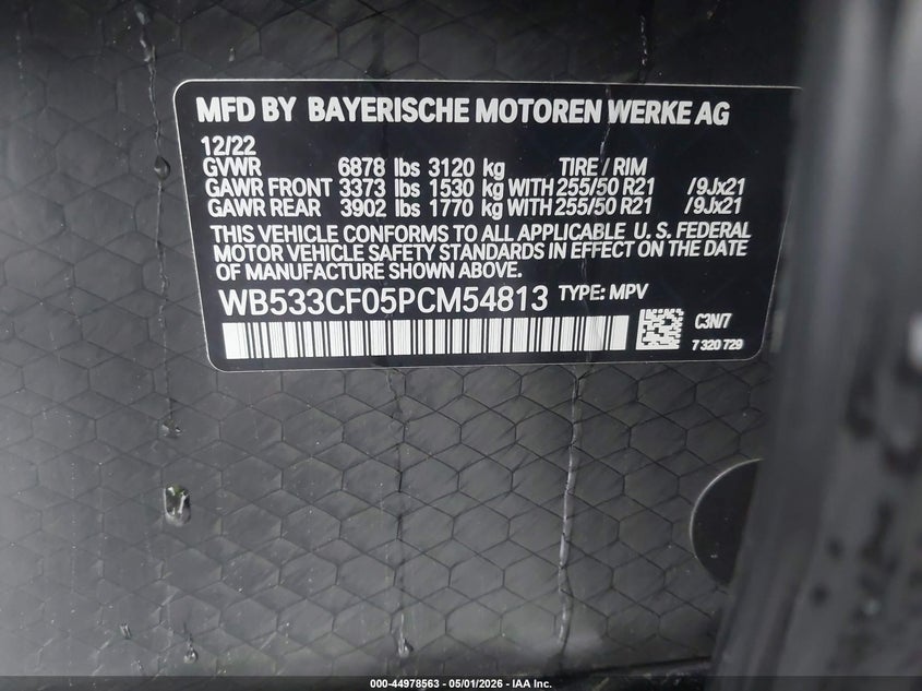 2023 BMW Ix VIN WB533CF05PCM54813 IAAI salvage auction — FRONT END, Salvage (Ohio), sold $20,300 on 2026-07-28 (photo 9)
