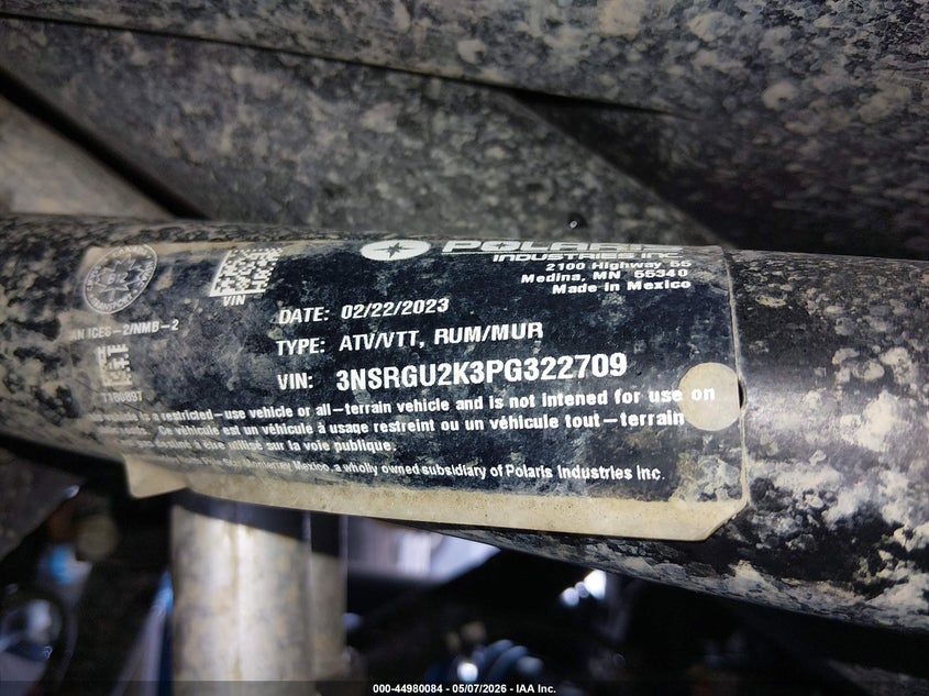2023 Polaris Rzr VIN 3NSRGU2K3PG322709 IAAI salvage auction — FRONT END, Salvage (Oregon), sold $12,700 on 2026-07-13 (photo 9)