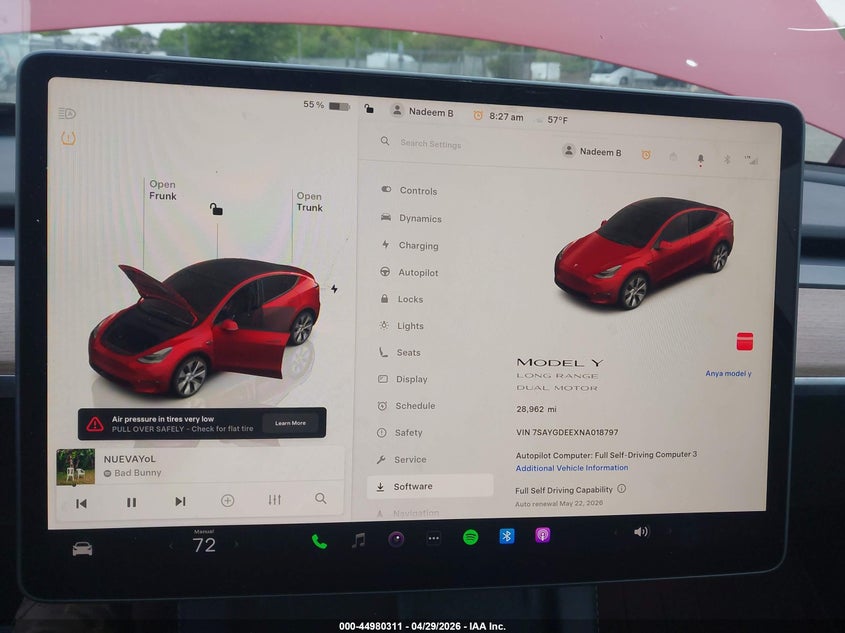2022 Tesla Model y VIN 7SAYGDEEXNA018797 IAAI salvage auction — RIGHT FRONT, Salvage Title, sold $10,700 on 2026-07-16 (photo 7)