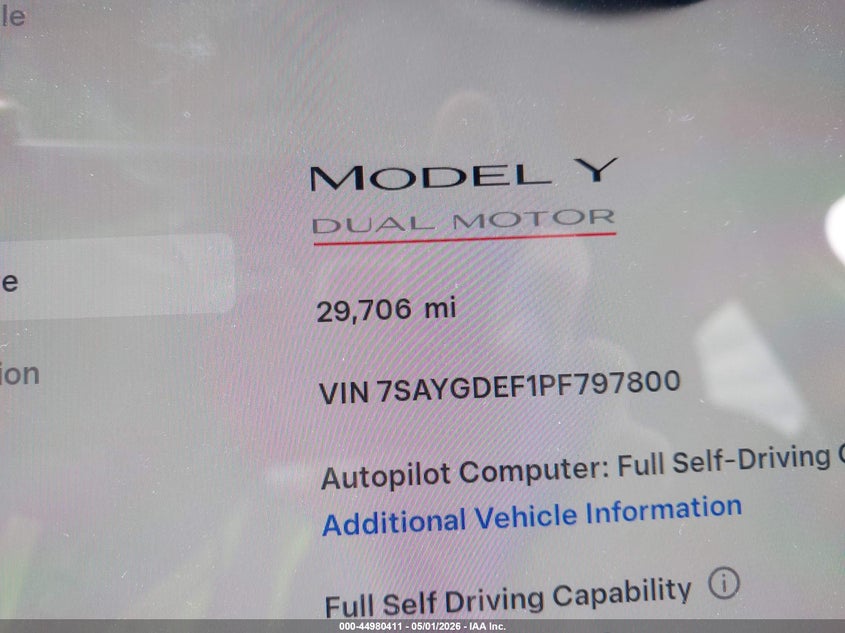 2023 Tesla Model y VIN 7SAYGDEF1PF797800 IAAI salvage auction — RIGHT SIDE, Salvage (Massachusetts), sold $12,100 on 2026-07-09 (photo 7)