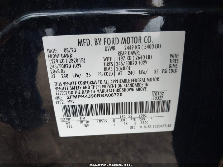 2024 Ford Edge VIN 2FMPK4J90RBA08720 IAAI salvage auction — SIDE, Original (Texas), sold $8,150 on 2026-07-28 (photo 9)