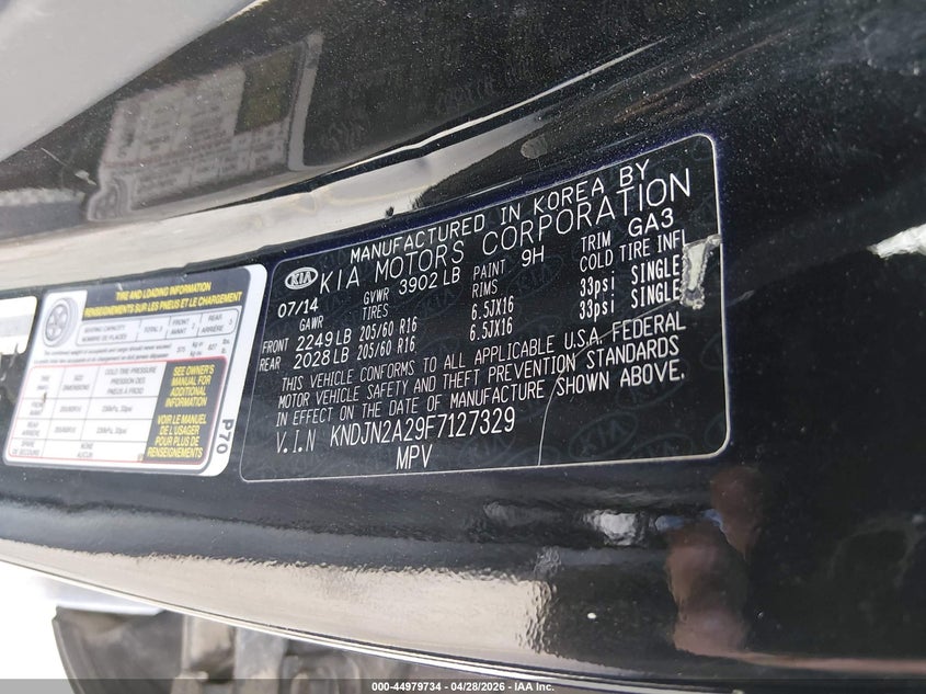 2015 Kia Soul VIN KNDJN2A29F7127329 IAAI salvage auction — FRONT & REAR, Salvage (Colorado), sold $400 on 2026-07-07 (photo 9)