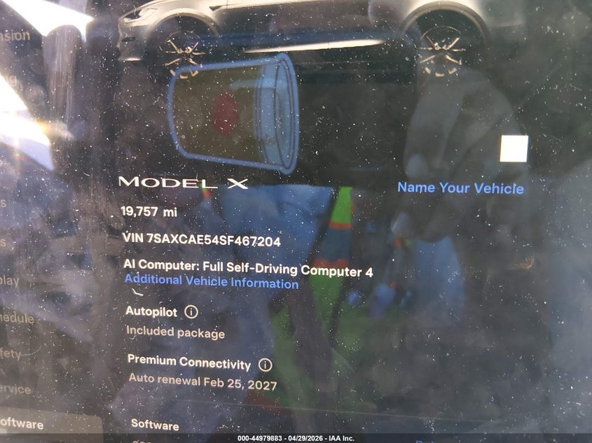 2025 Tesla Model x VIN 7SAXCAE54SF467204 IAAI salvage auction — RIGHT FRONT, Salvage Title, sold $8,600 on 2026-07-30 (photo 7)