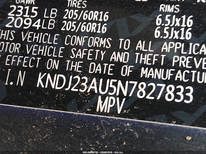 2022 Kia Soul VIN KNDJ23AU5N7827833 IAAI salvage auction — FRONT END, Salvage (Oregon), sold $1,250 on 2026-07-13 (photo 9)
