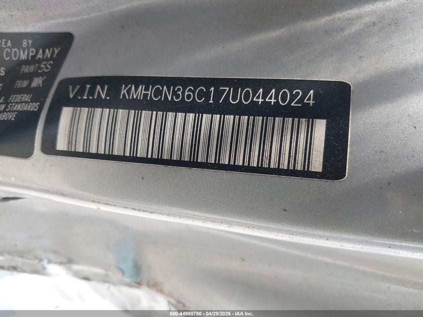 2007 Hyundai Accent VIN KMHCN36C17U044024 IAAI salvage auction — LEFT SIDE, Salvage (Texas), sold $200 on 2026-07-07 (photo 9)