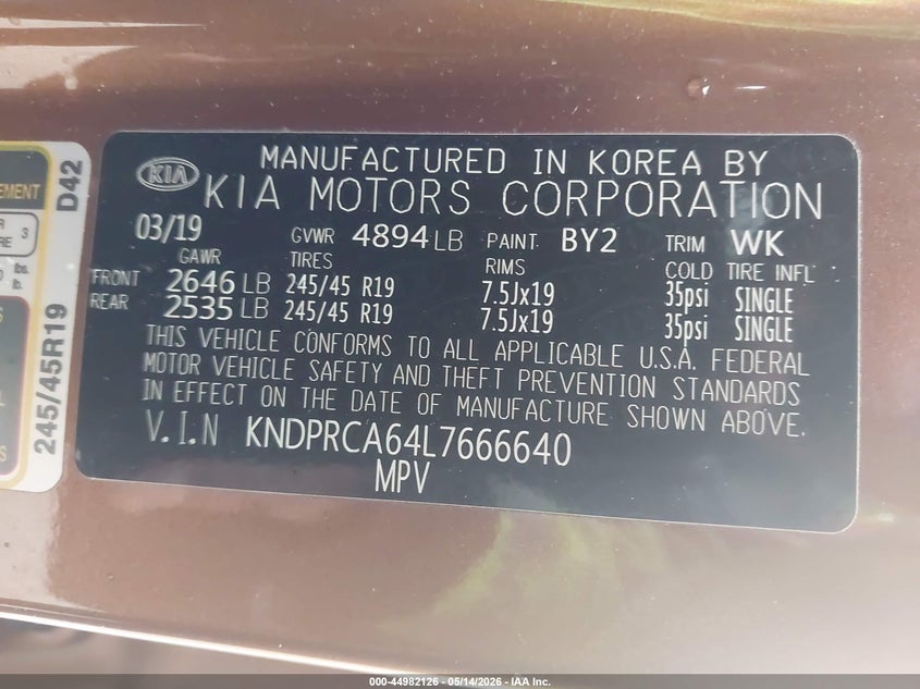 2020 Kia Sportage VIN KNDPRCA64L7666640 IAAI salvage auction — FRONT END, Salvage (Rhode Island), sold $250 on 2026-07-28 (photo 9)