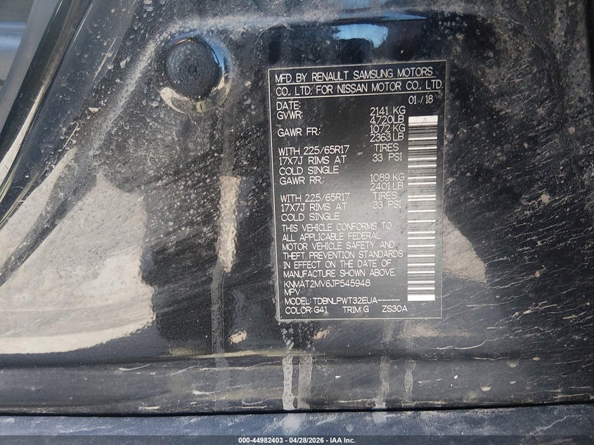 2018 Nissan Rogue VIN KNMAT2MV6JP545948 IAAI salvage auction — FRONT END, Salvage (Maine), sold $1,250 on 2026-07-27 (photo 9)