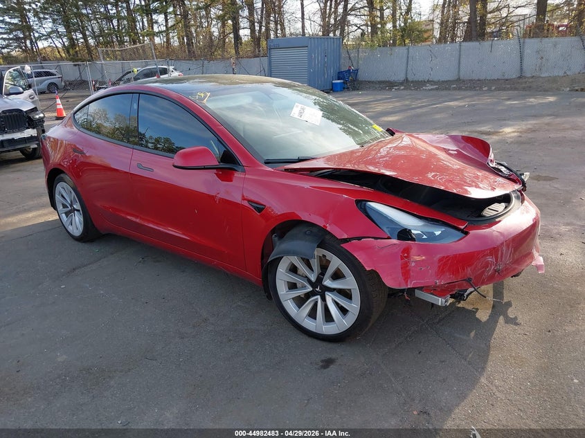 2023 Tesla Model 3 VIN 5YJ3E1EA2PF436978 IAAI salvage auction — SIDE, Mv-907A (New York), sold $5,050 on 2026-07-28 (photo 1)