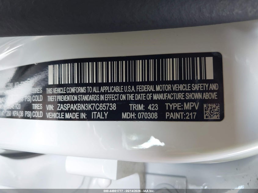 2019 Alfa romeo Stelvio VIN ZASPAKBN3K7C65738 IAAI salvage auction — LEFT SIDE, Salvage (New Jersey), sold $8,075 on 2026-07-15 (photo 9)