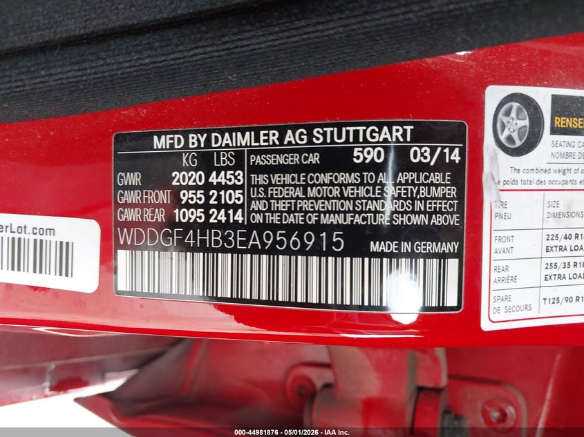 2014 Mercedes-benz C-klasse VIN WDDGF4HB3EA956915 IAAI salvage auction — FRONT END, Original (Texas), sold $925 on 2026-08-03 (photo 9)