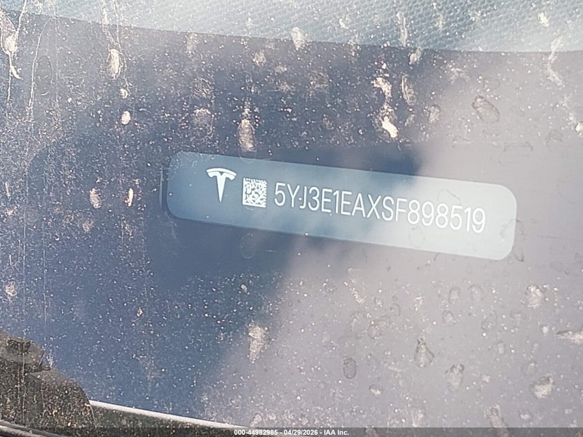 2025 Tesla Model 3 VIN 5YJ3E1EAXSF898519 IAAI salvage auction — FRONT END, Bill Of Sale (Washington), sold $11,800 on 2026-07-22 (photo 9)