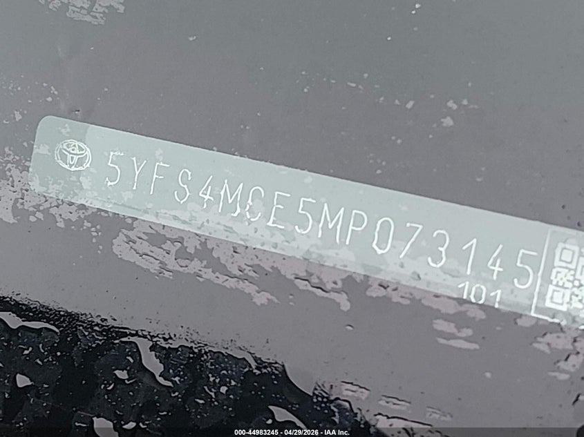 2021 Toyota Corolla VIN 5YFS4MCE5MP073145 IAAI salvage auction — FRONT END, Salvage (Ohio), sold $1,950 on 2026-08-01 (photo 9)