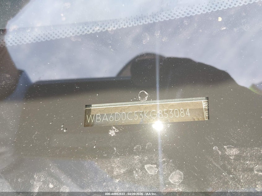 2019 BMW 6er VIN WBA6D0C53KG853084 IAAI salvage auction — LEFT SIDE, Salvage Title, sold $6,900 on 2026-07-30 (photo 9)