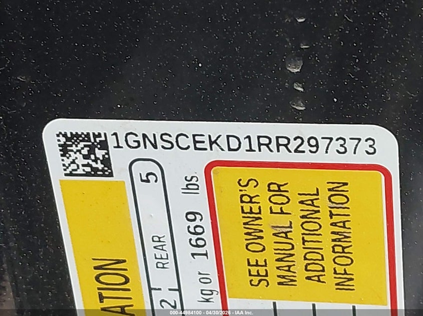 2024 Chevrolet Suburban VIN 1GNSCEKD1RR297373 IAAI salvage auction — REAR END, Original (Texas), sold $19,100 on 2026-07-10 (photo 9)
