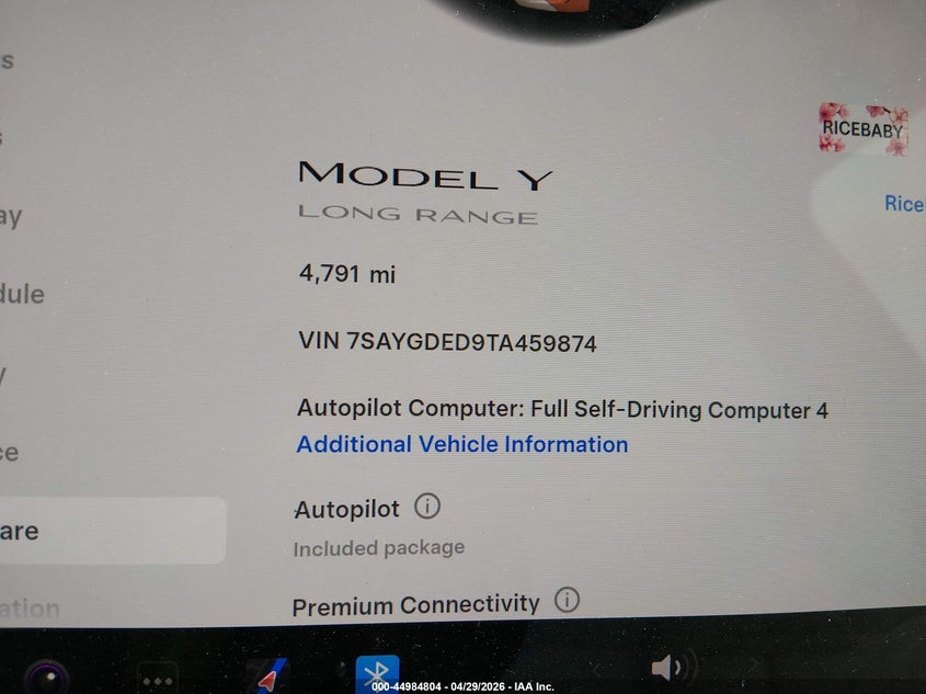 2026 Tesla Model y VIN 7SAYGDED9TA459874 IAAI salvage auction — RIGHT SIDE, Mv-907A (New York), sold $19,900 on 2026-07-30 (photo 7)