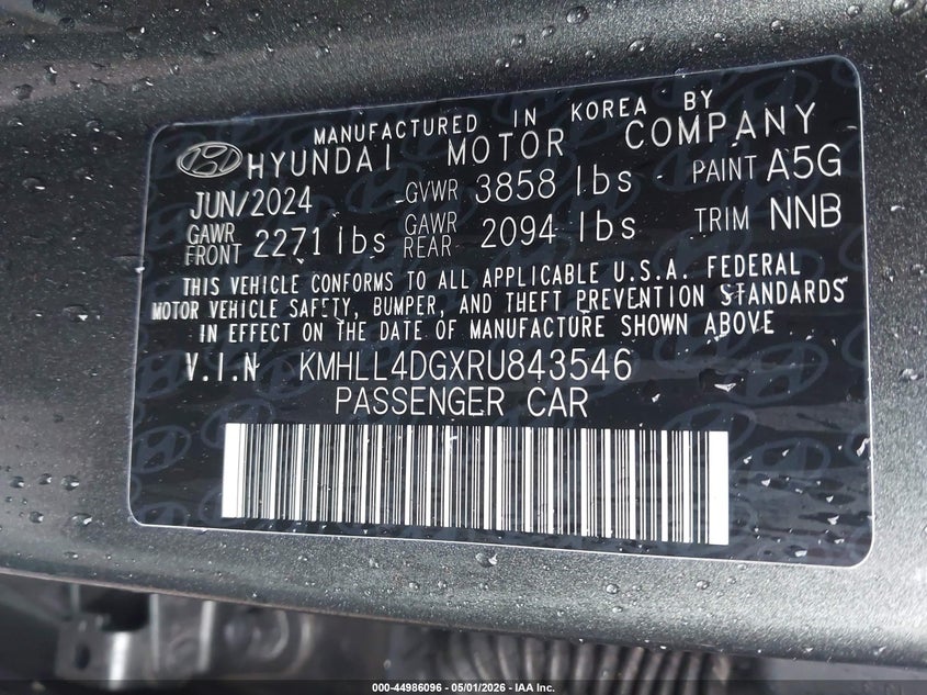 2024 Hyundai Elantra VIN KMHLL4DGXRU843546 IAAI salvage auction — FRONT END, Salvage (Ohio), sold $1,850 on 2026-07-07 (photo 9)