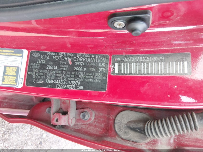 2014 Kia Forte VIN KNAFX4A83E5176579 IAAI salvage auction — REAR END, Salvage Title, sold $675 on 2026-07-24 (photo 9)
