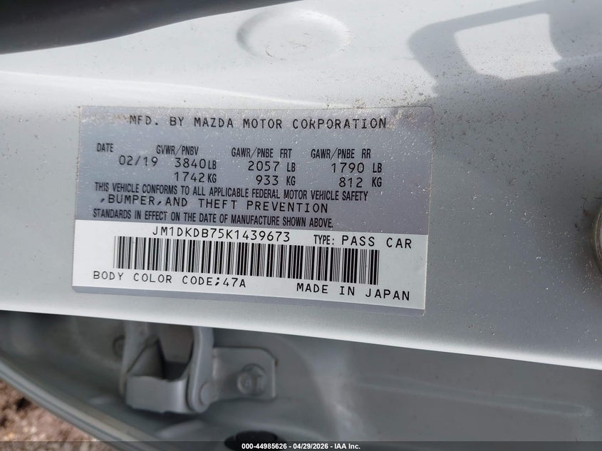 2019 Mazda Cx-3 VIN JM1DKDB75K1439673 IAAI salvage auction — LEFT SIDE, Salvage (Alabama), sold $2,100 on 2026-07-29 (photo 9)