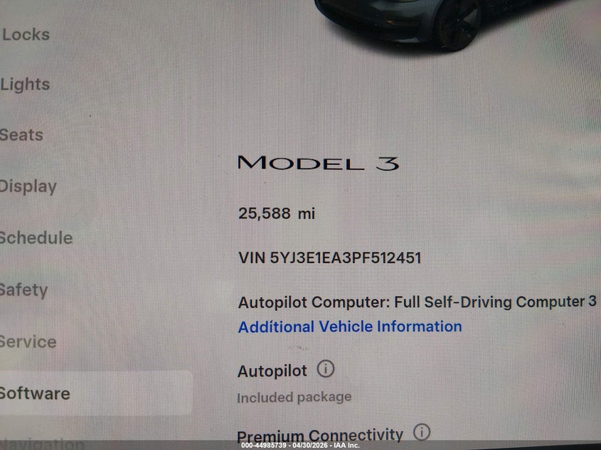 2023 Tesla Model 3 VIN 5YJ3E1EA3PF512451 IAAI salvage auction — REAR END, Salvage (New Jersey), sold $8,650 on 2026-07-16 (photo 7)
