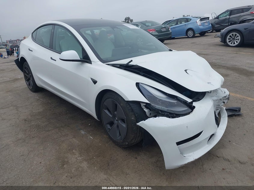2023 Tesla Model 3 VIN 5YJ3E1EBXPF627590 IAAI salvage auction — FRONT END, Wait Title, sold $2,750 on 2026-07-08 (photo 1)