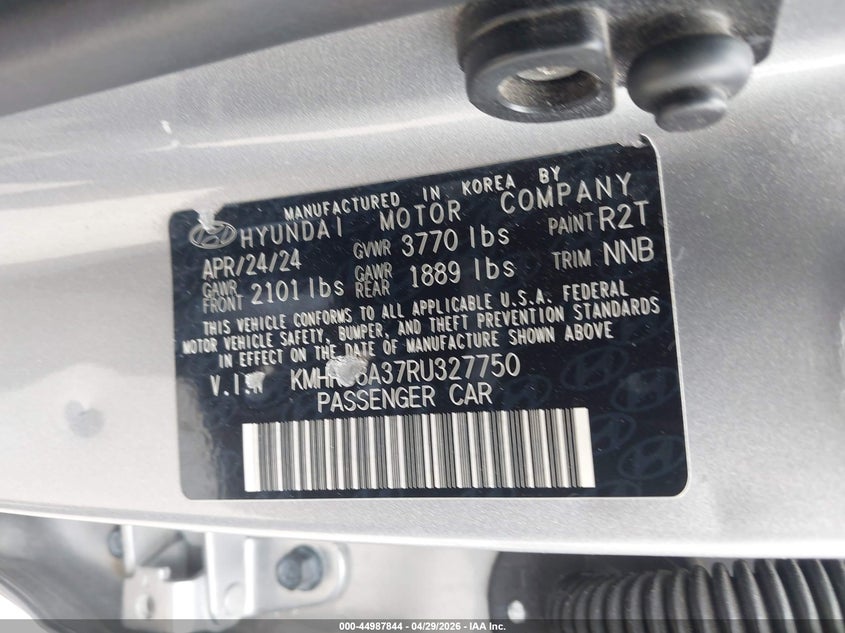 2024 Hyundai Venue VIN KMHRB8A37RU327750 IAAI salvage auction — FRONT END, Salvage (Texas), sold $2,775 on 2026-07-29 (photo 9)