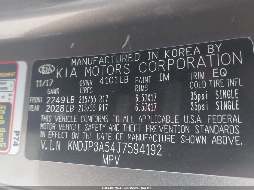 2018 Kia Soul VIN KNDJP3A54J7594192 IAAI salvage auction — RIGHT SIDE, Original (Texas), sold $1,950 on 2026-07-14 (photo 9)