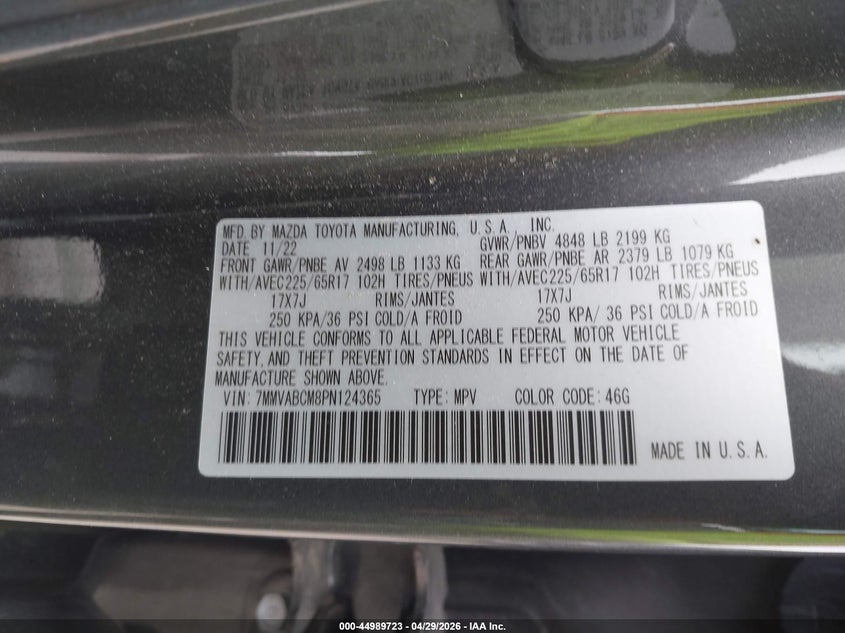 2023 Mazda Cx-50 VIN 7MMVABCM8PN124365 IAAI salvage auction — RIGHT FRONT, Original (Texas), sold $6,500 on 2026-07-29 (photo 9)
