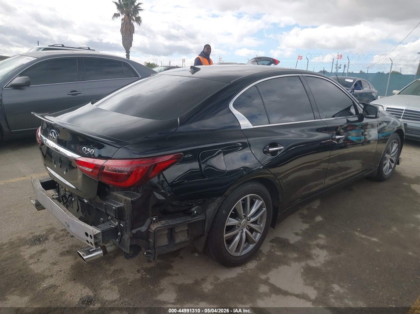 2021 Infiniti Q50 VIN JN1EV7AP6MM704748 IAAI salvage auction — REAR END, Salvage (California), sold $7,225 on 2026-07-08 (photo 4)