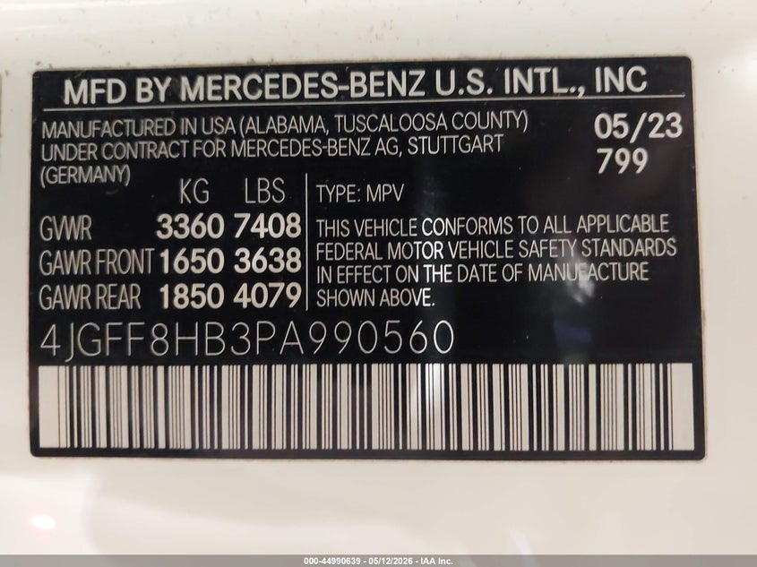 2023 Mercedes-benz Maybach VIN 4JGFF8HB3PA990560 IAAI salvage auction — UNDERCARRIAGE, Mv-907A (New York), sold $35,550 on 2026-07-20 (photo 9)