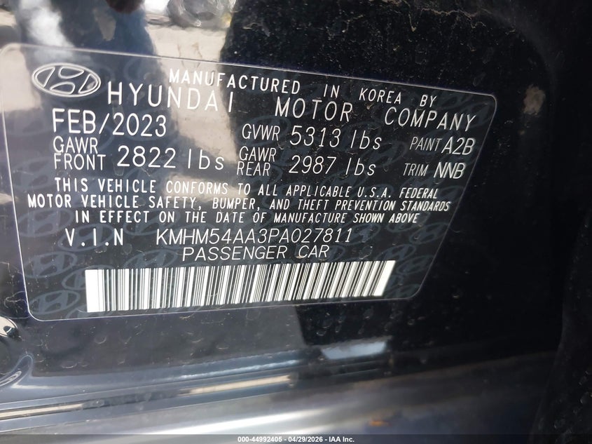 2023 Hyundai Ioniq 6 VIN KMHM54AA3PA027811 IAAI salvage auction — RIGHT FRONT, Salvage (Arizona), sold $3,900 on 2026-08-03 (photo 9)