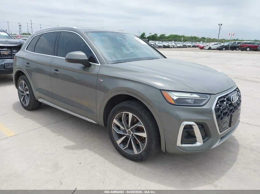 2023 Audi Q5 VIN WA1EAAFY0P2009523 IAAI salvage auction — LEFT FRONT, Original (Texas), sold $18,050 on 2026-07-20 (photo 1)