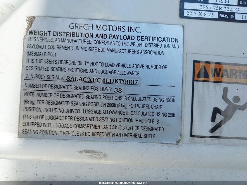 2020 Freightliner M2 106 VIN 3ALACXFC4LDKT9007 IAAI salvage auction — FRONT END, Salvage (Pennsylvania), sold $2,550 on 2026-07-24 (photo 9)