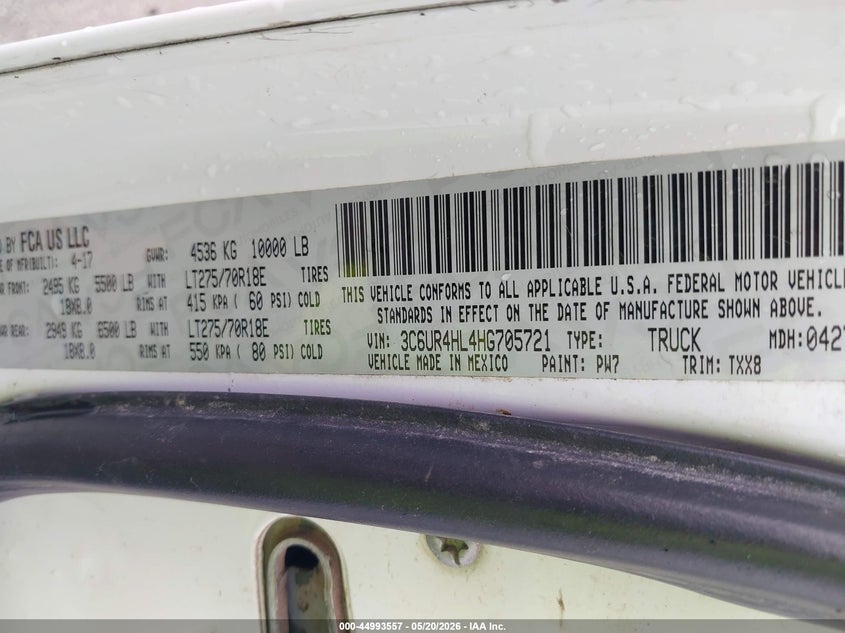 2017 Ram 2500 VIN 3C6UR4HL4HG705721 IAAI salvage auction — SIDE, Salvage (Louisiana), sold $4,150 on 2026-07-10 (photo 8)